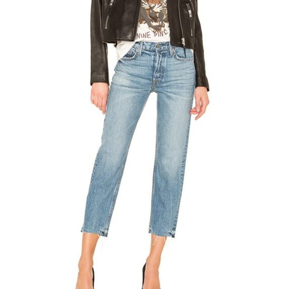 GRLFRND Denim - GRLFRND Helena High-Rise Long Straight leg Jean in Giulia Revolve size 30